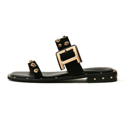 Black Flat Slippers Women's Comfortable Soft Sole Flip-flop Flat Sandals