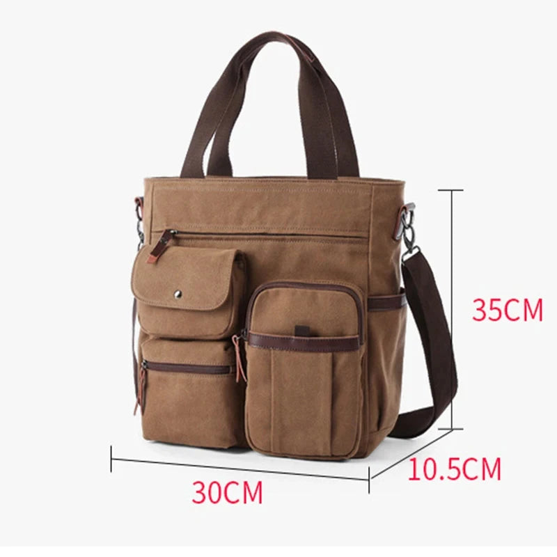 Men Canvas Messenger Bag Crossbody Bags Unisex Sling Bag Shoulder Bag for Travel Work College Vintage Men's Handbags Briefcase